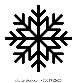 Snowflake outline icon isolated on white background. Editable stroke vector element for Christmas and New Year.

