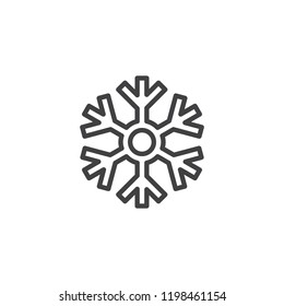 Snowflake outline icon. linear style sign for mobile concept and web design. Snow winter holiday simple line vector icon. Symbol, logo illustration. Vector graphics