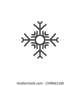 Snowflake outline icon. linear style sign for mobile concept and web design. Snow winter holiday simple line vector icon. Symbol, logo illustration. Vector graphics