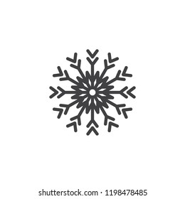 Snowflake outline icon. linear style sign for mobile concept and web design. Snow winter holiday simple line vector icon. Symbol, logo illustration. Vector graphics
