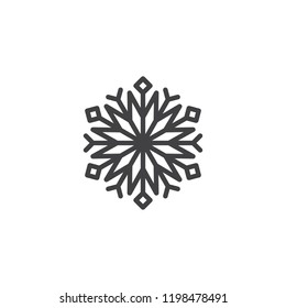 Snowflake outline icon. linear style sign for mobile concept and web design. Snow winter holiday simple line vector icon. Symbol, logo illustration. Vector graphics