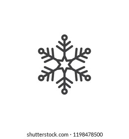 Snowflake outline icon. linear style sign for mobile concept and web design. Snow winter holiday simple line vector icon. Symbol, logo illustration. Vector graphics