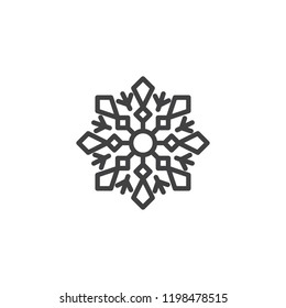 Snowflake outline icon. linear style sign for mobile concept and web design. Snow winter holiday simple line vector icon. Symbol, logo illustration. Vector graphics