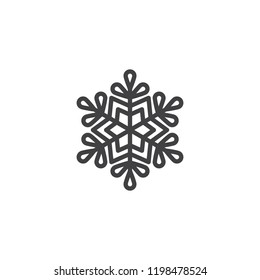 Snowflake outline icon. linear style sign for mobile concept and web design. Snow winter holiday simple line vector icon. Symbol, logo illustration. Vector graphics