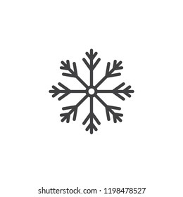 Snowflake outline icon. linear style sign for mobile concept and web design. Snow winter holiday simple line vector icon. Symbol, logo illustration. Vector graphics