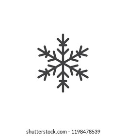 Snowflake outline icon. linear style sign for mobile concept and web design. Snow winter holiday simple line vector icon. Symbol, logo illustration. Vector graphics