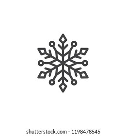 Snowflake outline icon. linear style sign for mobile concept and web design. Snow winter holiday simple line vector icon. Symbol, logo illustration. Vector graphics