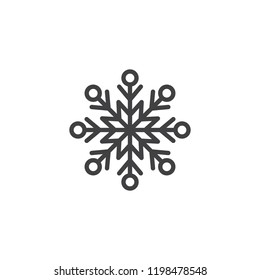 Snowflake outline icon. linear style sign for mobile concept and web design. Snow winter holiday simple line vector icon. Symbol, logo illustration. Vector graphics