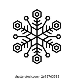 Icono de contorno de copo de nieve. Gráficos de Vector
