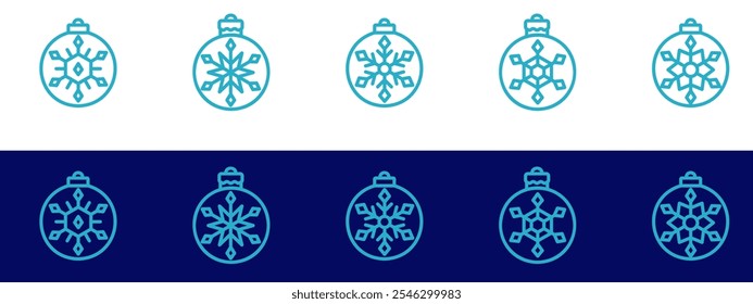 Schneeflocken-Gliederungssymbole. Für Mobile und Web. Enthält Symbole wie Schnee, Schneeflocke, Weihnachtsschmuck, Dekoration.