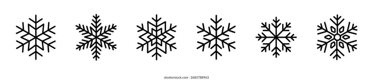 Conjunto de Vector de iconos de contorno de copo de nieve
