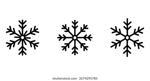 Paquete de diseño de contorno de copo de nieve o icono de línea.