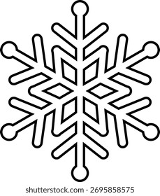 Vector de contorno de copo de nieve aislado.
Dibujos para colorear de copo de nieve de invierno y Plantilla.
Fondo transparente.