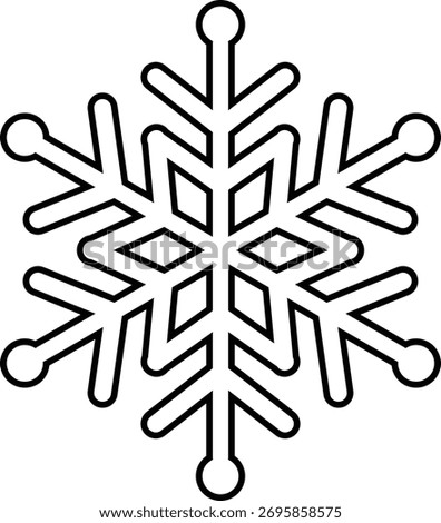 Snowflake outline vector isolated.
Winter snowflake coloring pages and template.
Transparent background.