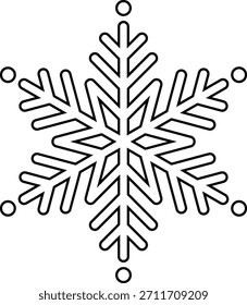 Snowflake outline vector.
Winter snowflake coloring pages and template.
Transparent background.
