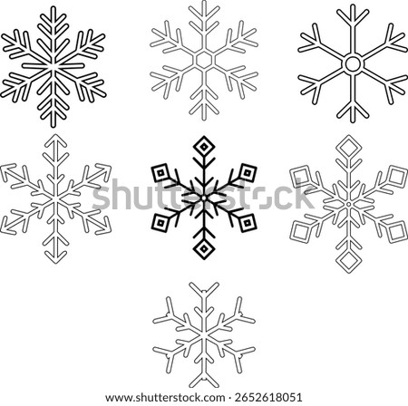 Snowflake Outlines – Snowflakes Winter Line Art for Holiday Crafts, Laser Engraving, and Cricut Projects