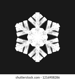 Snowflake painted by paint brush. Grunge Christmas design element. Festive artistic template. EPS10 vector.