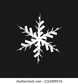 Snowflake painted by paint brush. Grunge Christmas design element. Festive artistic template. EPS10 vector.