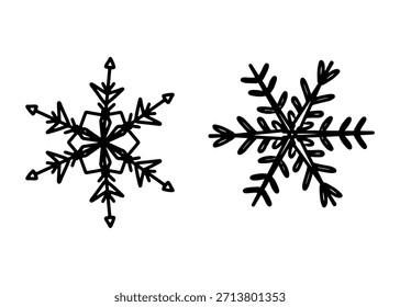 Snowflake Pair: Elegant and delicate snowflakes, symbols of winter's embrace, showcasing intricate beauty and the unique symmetry of nature's artistry.
