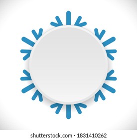 snowflake with paper banner concept label icon