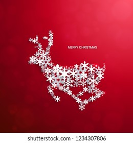 Snowflake paper cut on red background,vector illustration