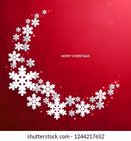 Snowflake paper cut on red background,vector illustration