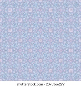 Snowflake pattern. Blue on a purple background.
Seamless texture.