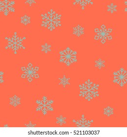 Snowflake Pattern. Blue snowflakes on red background