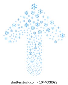 Snowflake pattern designed in the collection of ahead pointing arrow. Ahead movement arrow figure composed from snowflake items.