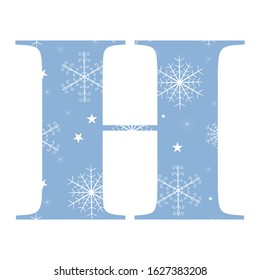 Snowflake pattern inside letter h, vector