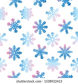 Snowflake pattern in modern style, Christmas, New Year, winter symbol. Vector background vibrant gradient snowflakes. Snowflakes winter pattern. Winter decoration background. Vector 