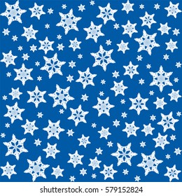 Snowflake pattern on blue gradient background.