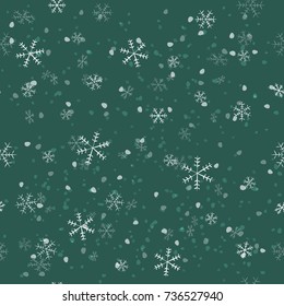Snowflake pattern on green background. christmas decoration. vector illustration.