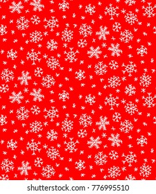 Snowflake pattern on red doodle Sketch