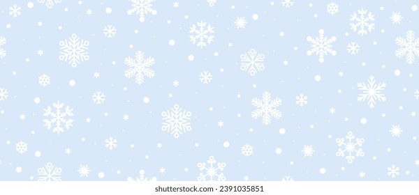 Snowflake pattern. Seamless Christmas snowflakes blue white background. Vector snowflake pattern.