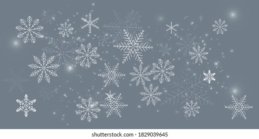 Snowflake pattern seamless. Festive Christmas and New Year background. Snow winter pattern. Vector illustration