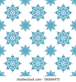 Snowflake pattern seamless. Festive Christmas and New Year background. Snow winter pattern. Vector illustration