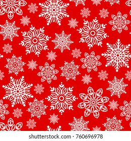 Snowflake pattern seamless. Festive Christmas and New Year background. Snow winter pattern. Vector illustration