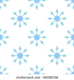 Snowflake pattern seamless-blue snowflake on the white background