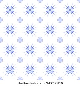 Snowflake pattern seamless-blue snowflake on the white background