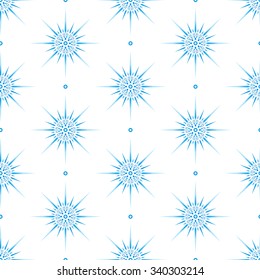 Snowflake pattern seamless-blue snowflake on the white background