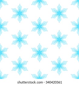 Snowflake pattern seamless-blue snowflake on the white background