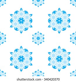 Snowflake pattern seamless-blue snowflake on the white background