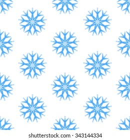 Snowflake pattern seamless-blue snowflakes on the white background