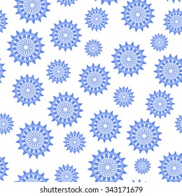 Snowflake pattern seamless-blue snowflakes on a white background