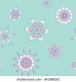 Snowflake pattern seamless-color snowflake on the blue background