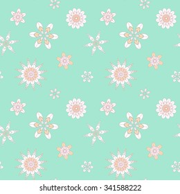Snowflake pattern seamless-color snowflake on the blue background