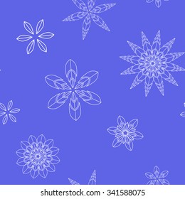 Snowflake pattern seamless-white snowflake on the blue background