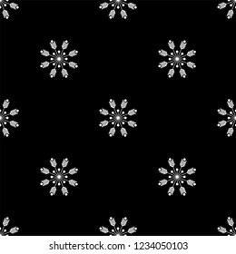 Snowflake pattern, white liner snowflakes on a black background
