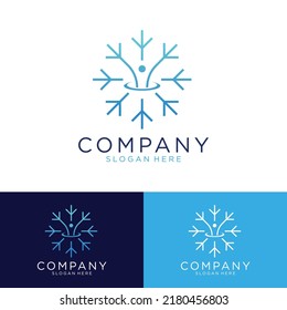Snowflake People, HVAC Installation Logo Template Illustration Design